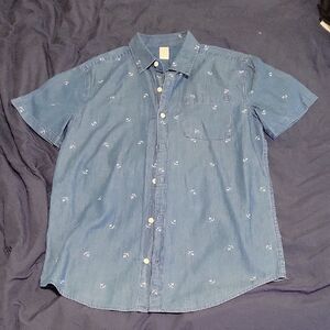 Casual Blue Button-Down Shirt for Men